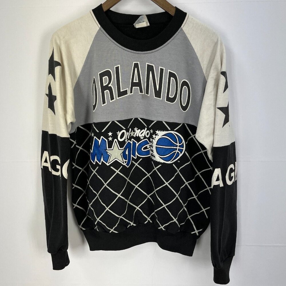 Vintage 80's NBA Orlando Magic Big Logo Sweatshirt AOP Black Size M USA